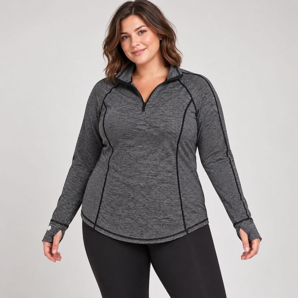 Torrid Super Soft 1/4 Zip Active Pullover 2X 18/20 Gray Space Dye Thumbholes EUC